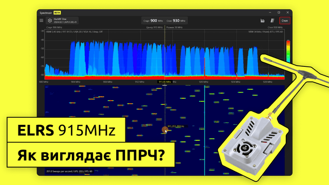 ППРЧ сигнал радіо протоколу ELRS на частоті 915MHz