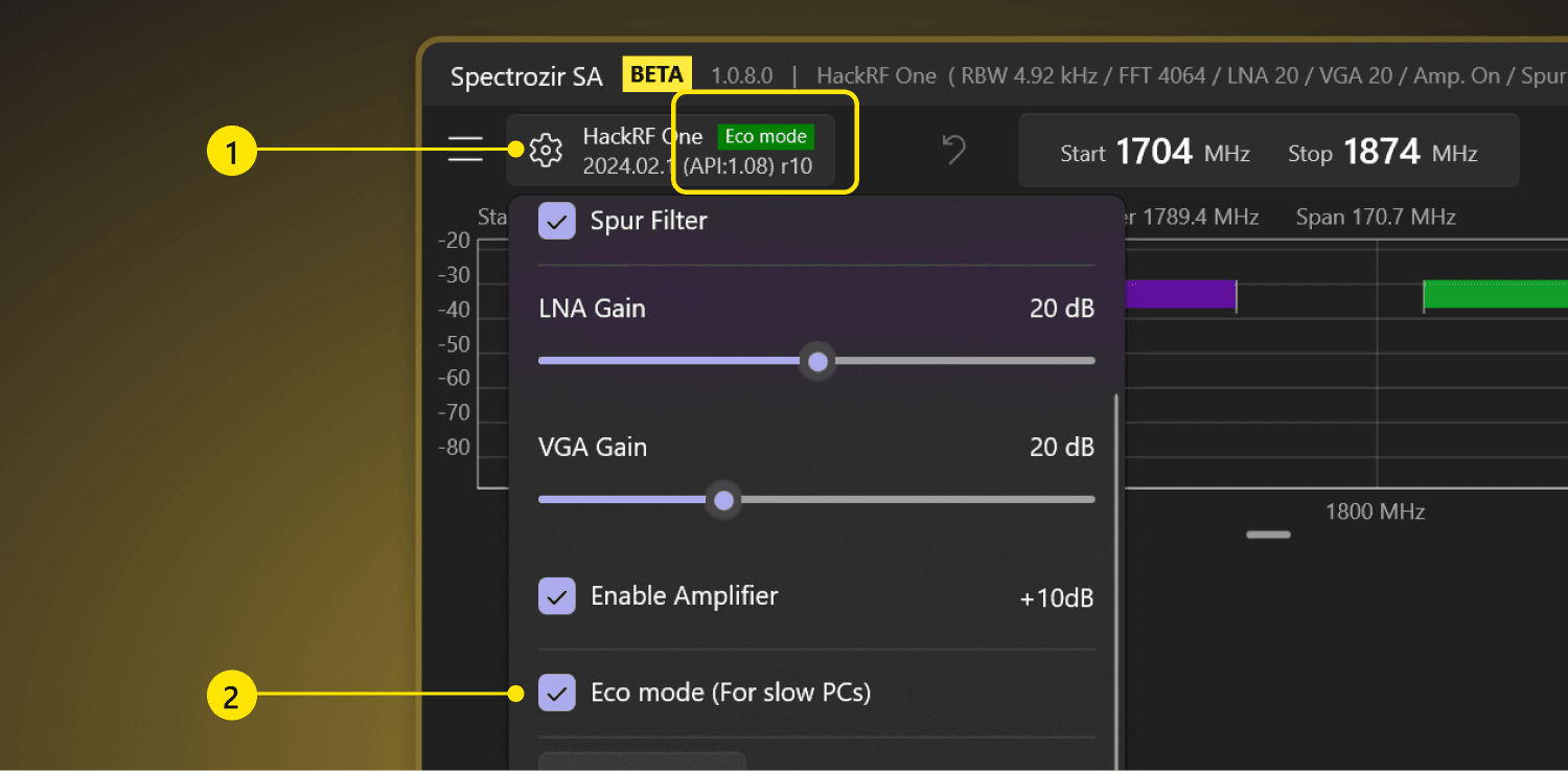 Spectrozir SA - HackRF ECO mode