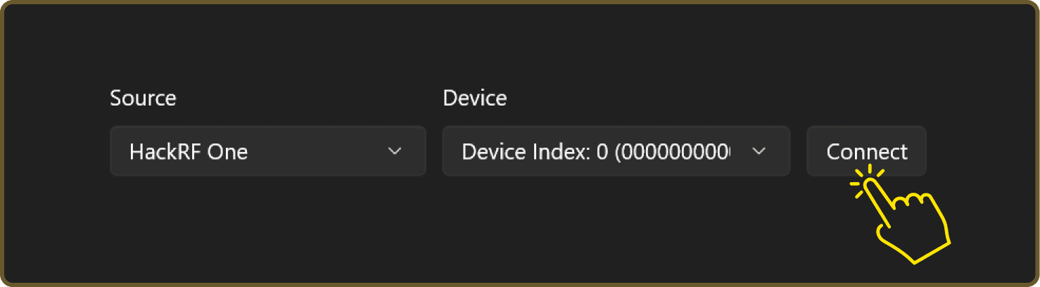 Connect to hackRF One