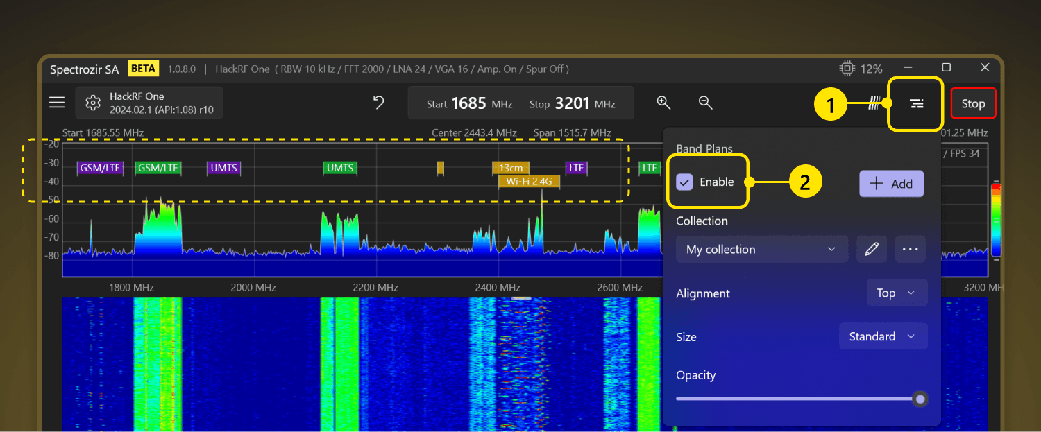 Spectrozir SA - Band plans